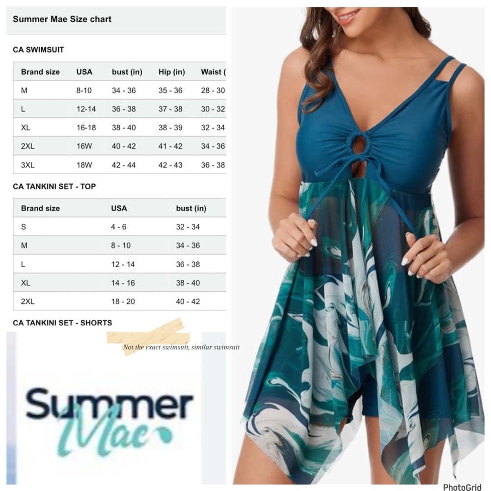 Summer Mae XL tropical Tankini two piece swimsuit NWT